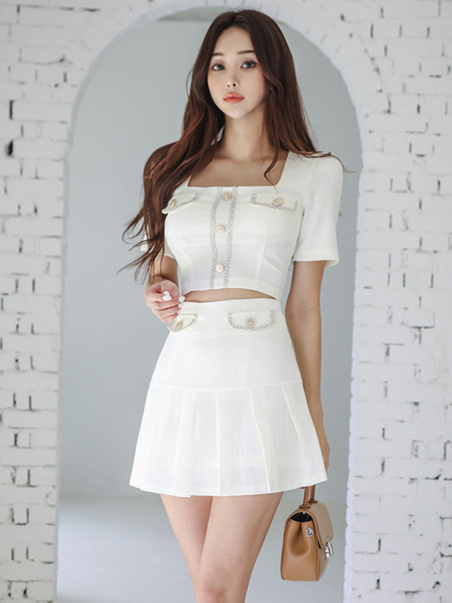 Set dos piezas top y falda elegante juvenil Arely