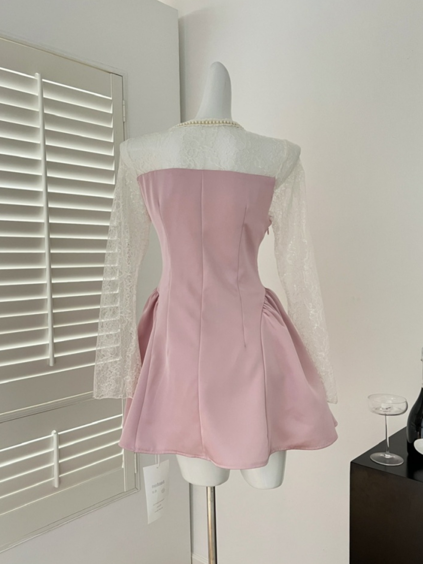 Mini vestido de fiesta elegante rosa Perla