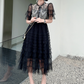 Vestido midi romántico con encaje negro Michelle