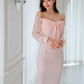 Vestido midi elegante juvenil rosa Lizeth