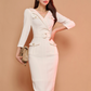 Vestido midi elegante formal blanco Camila (Mayoreo)
