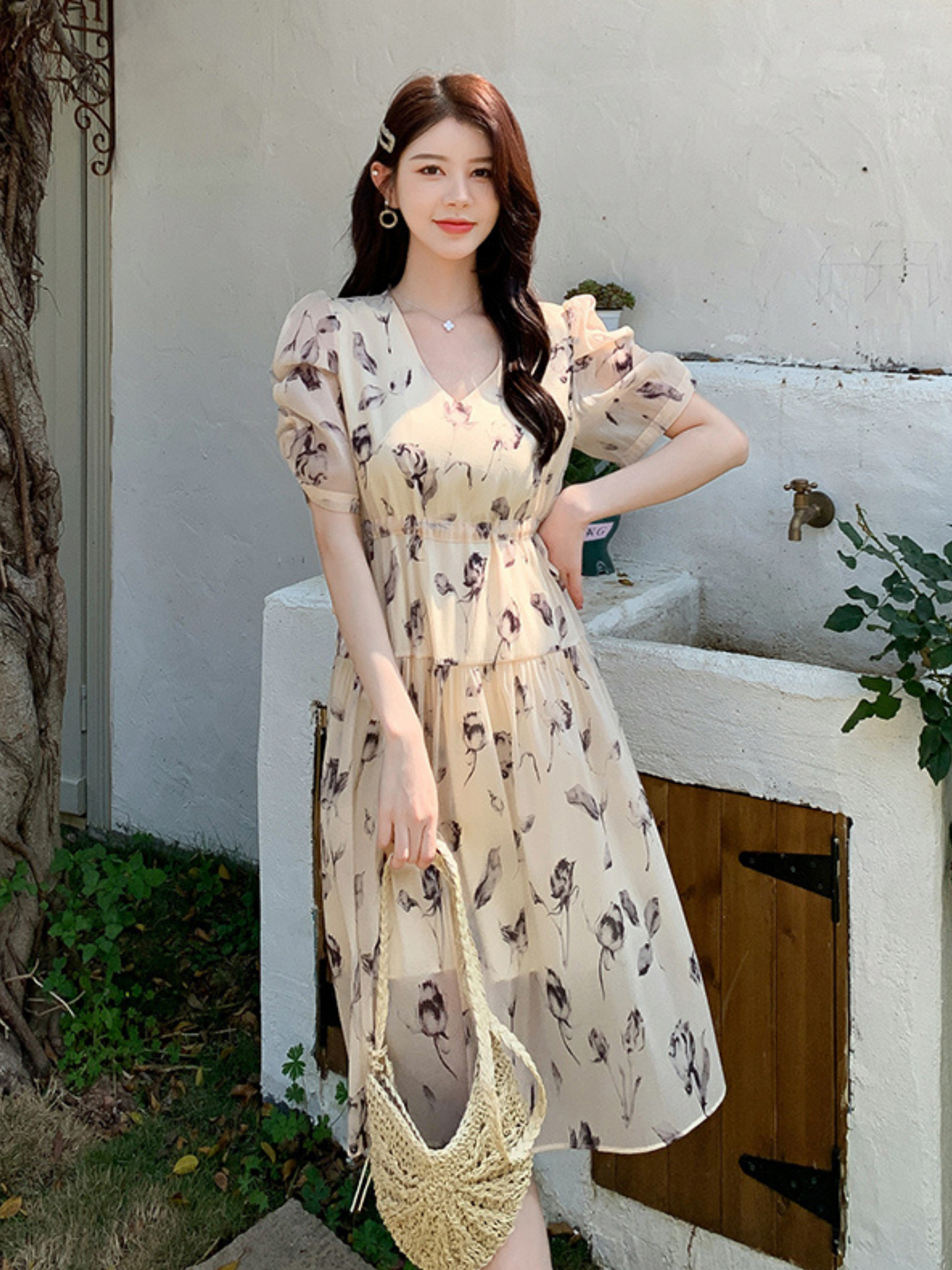 Vestido midi floral casual Brenda