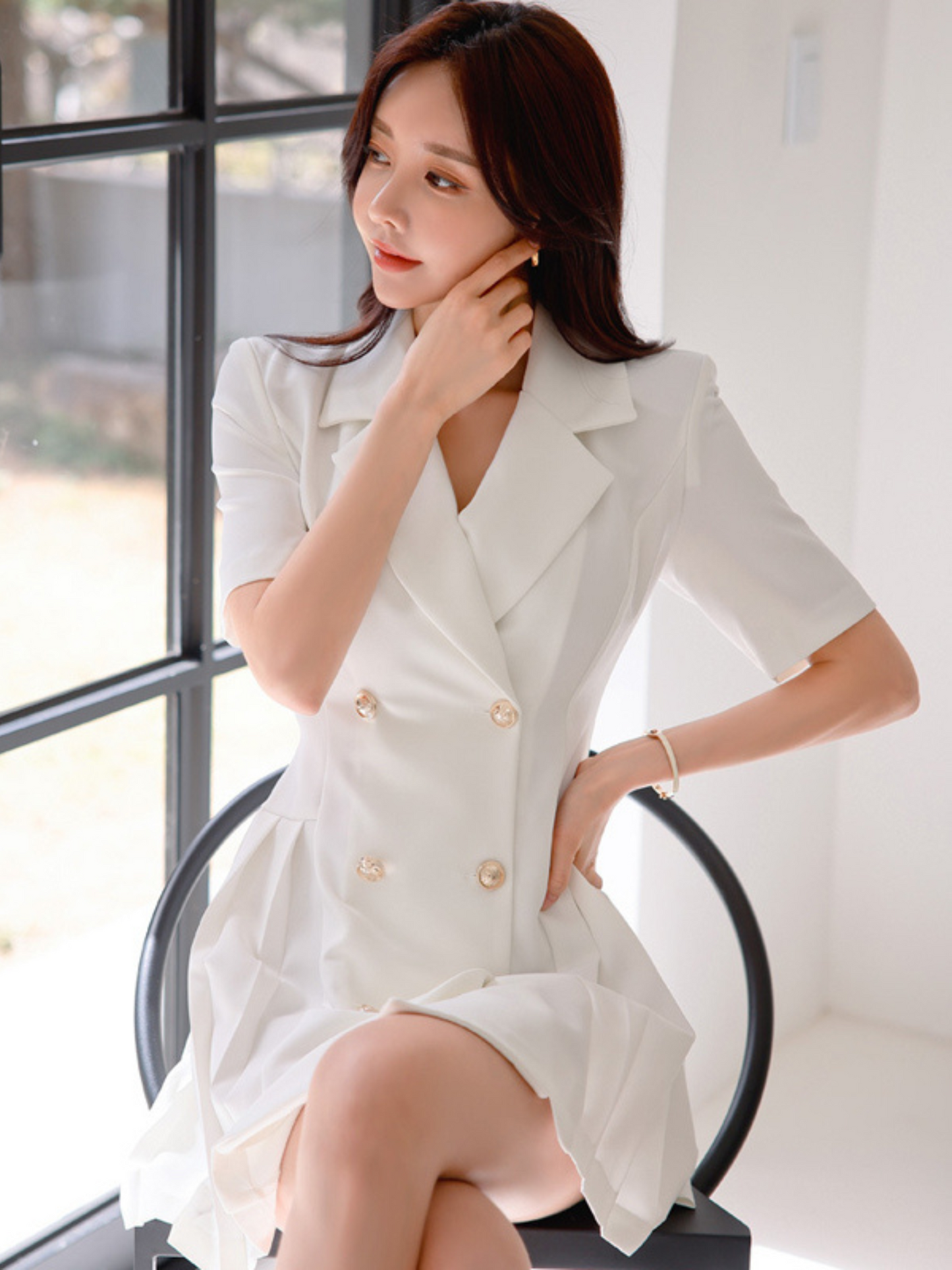 Vestido estilo traje formal blanco Ashlyn