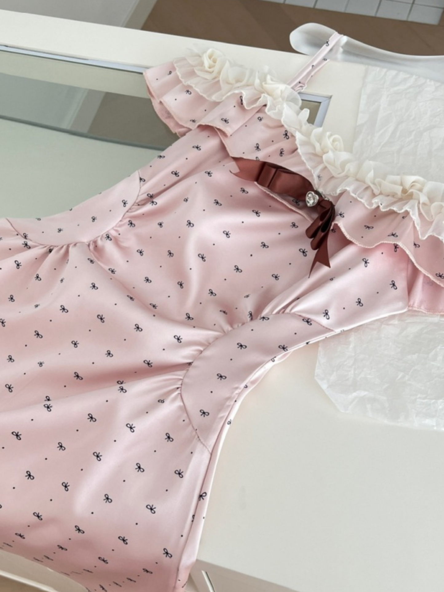 Mini vestido rosa tierno coquette Mina