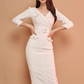 Vestido midi elegante formal blanco Camila (Mayoreo)