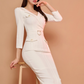 Vestido midi elegante formal blanco Camila (Mayoreo)