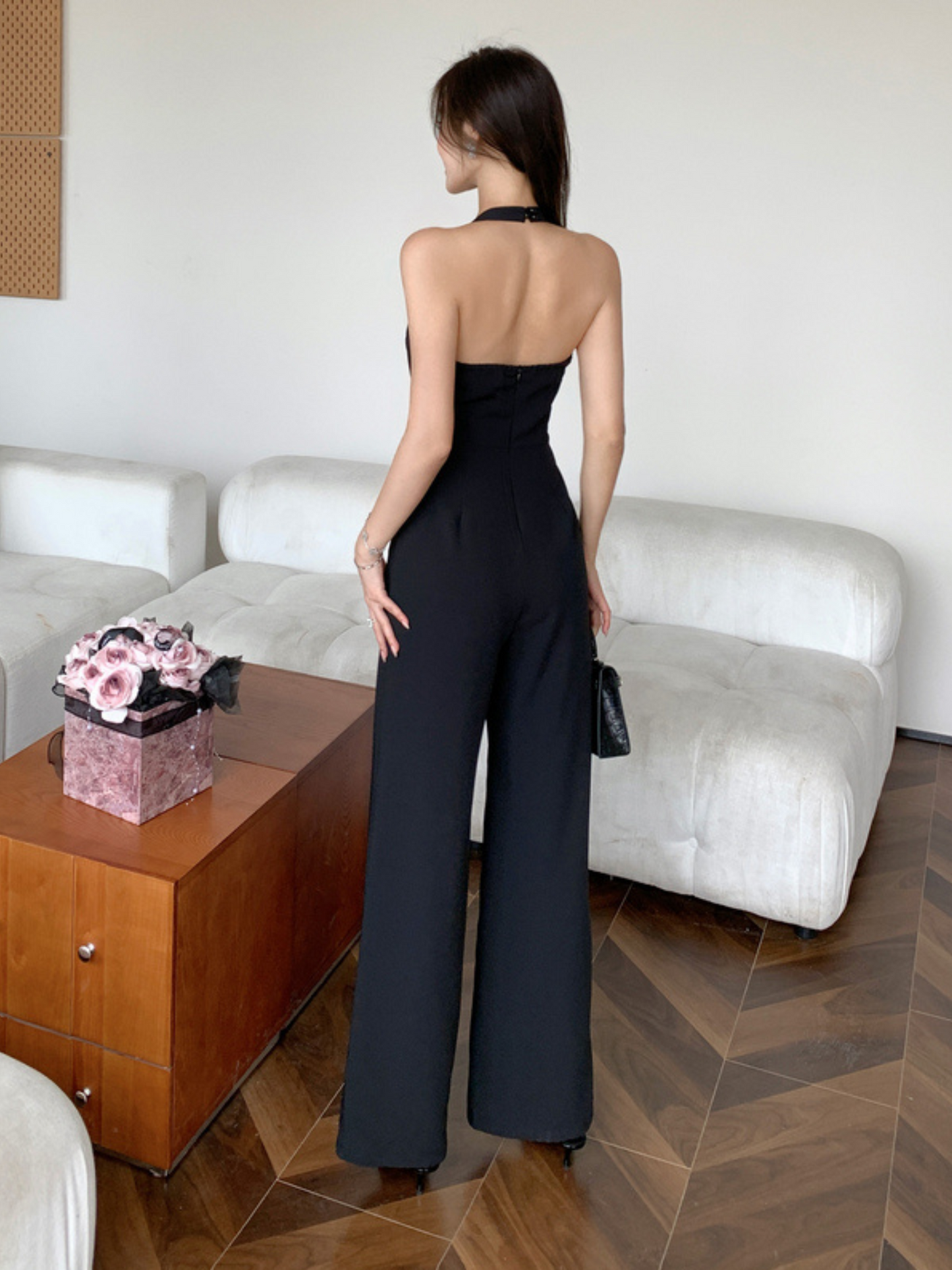 Jumpsuit minimalista negro elegante Elsa