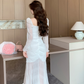 Vestido midi blanco con mangas largas Ursula