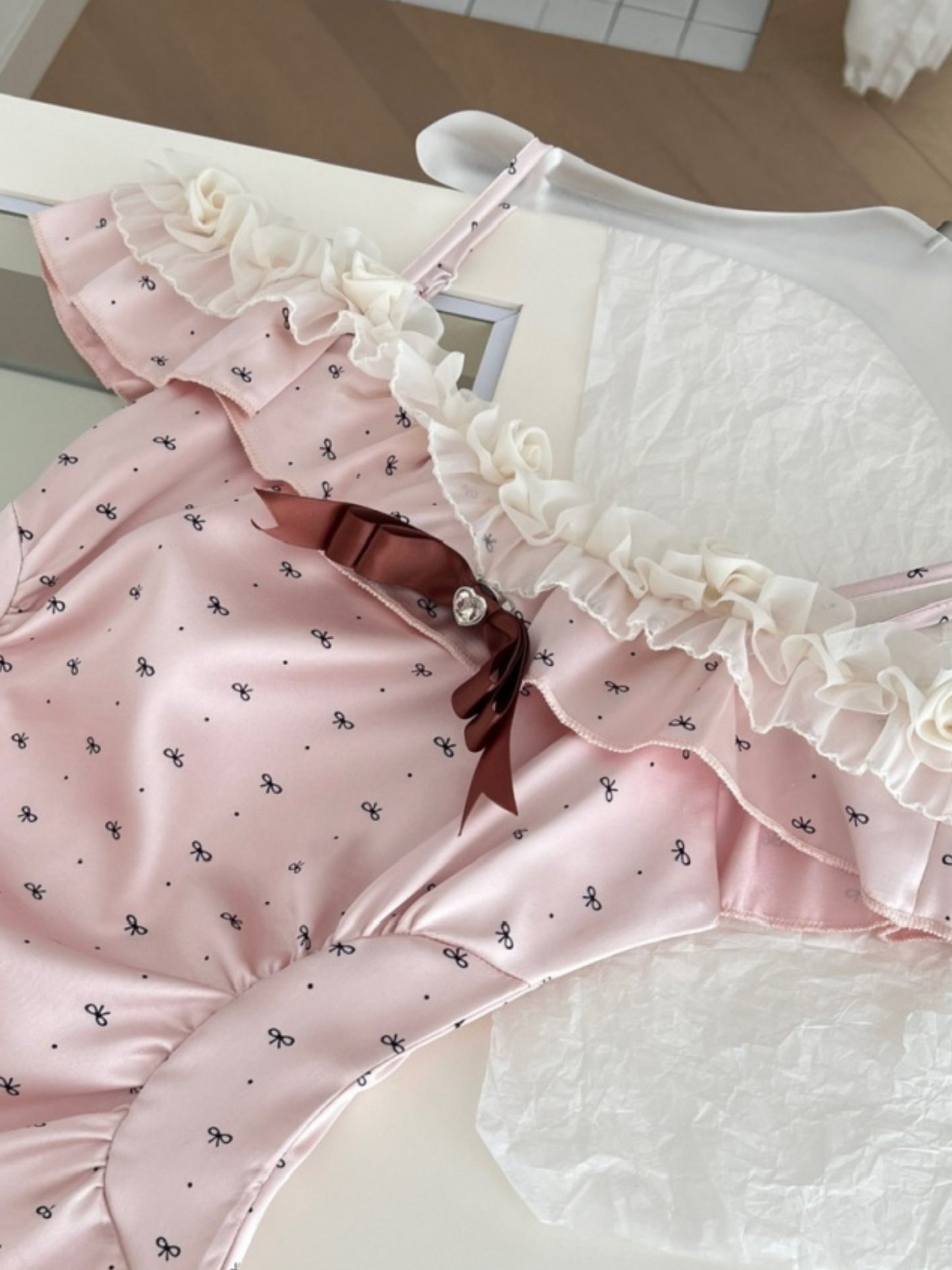 Mini vestido rosa tierno coquette Mina