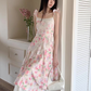 Vestido largo floral con encaje moderno Saki (Mayoreo)