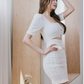 Vestido corto blanco juvenil Elena (Mayoreo)