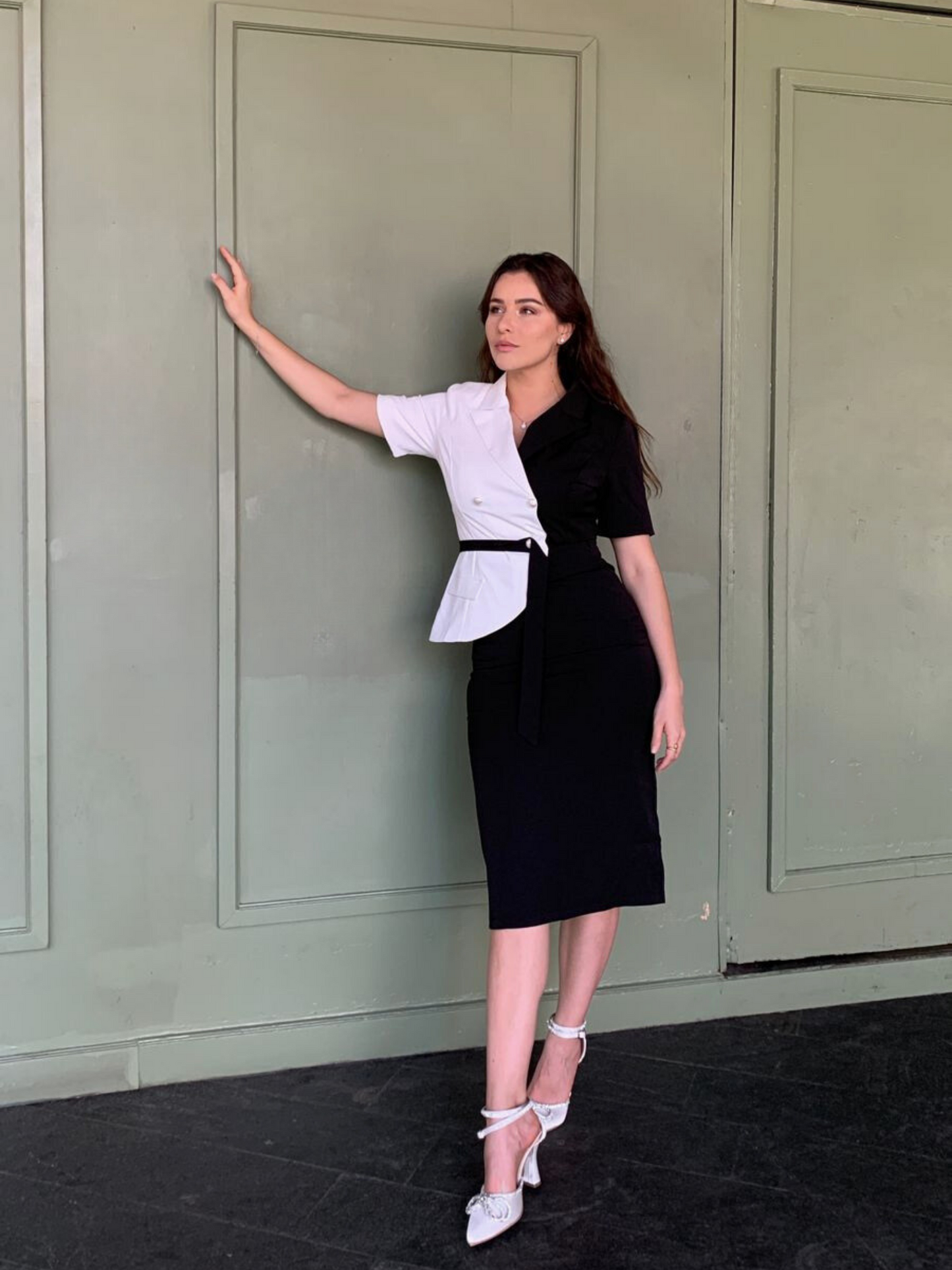 Traje formal bi color set falda y blusa Victoria MARTINNA
