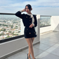 Set top y mini falda elegante con moño Gigi