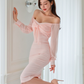Vestido midi elegante juvenil rosa Lizeth