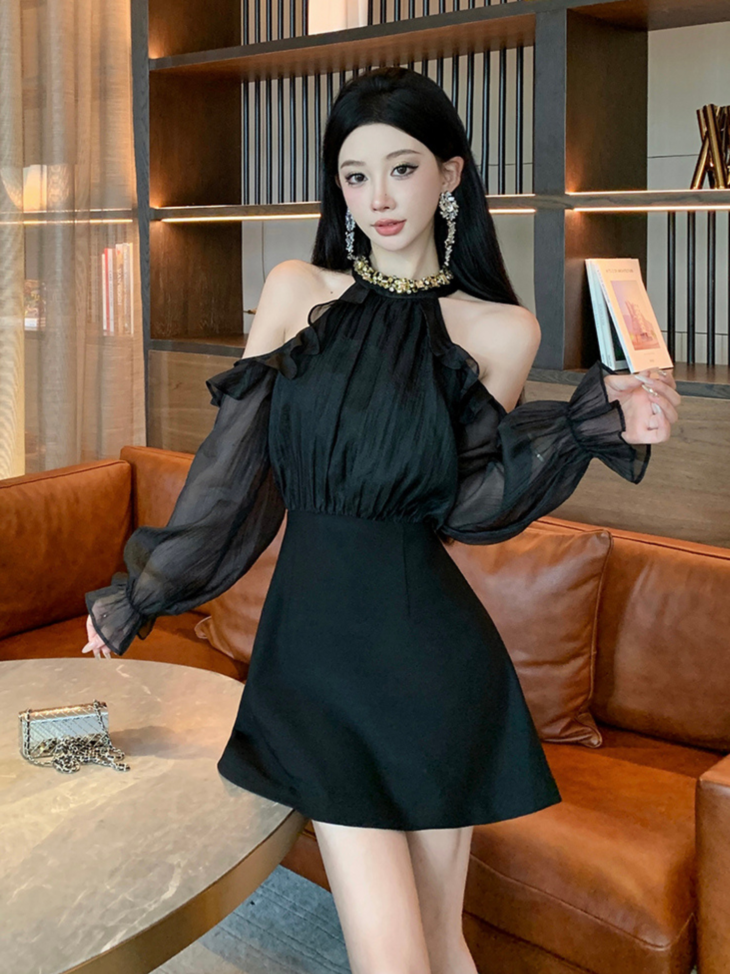 Vestido mini negro elegante de fiesta Aixa