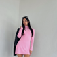 Vestido mini mangas largas y cuello alto rosa Aurora