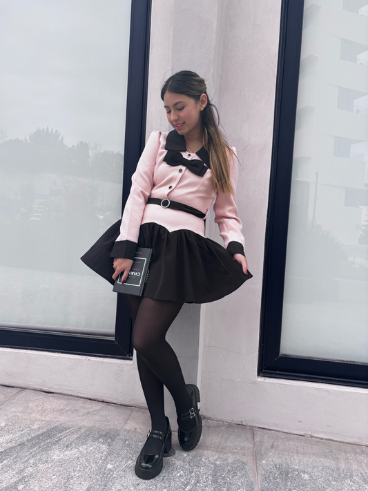 Vestido Elegante Rosa y Negro Jennie