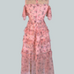 Vestido floral rosa maxi mangas cortas Laila
