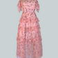 Vestido floral rosa maxi mangas cortas Laila