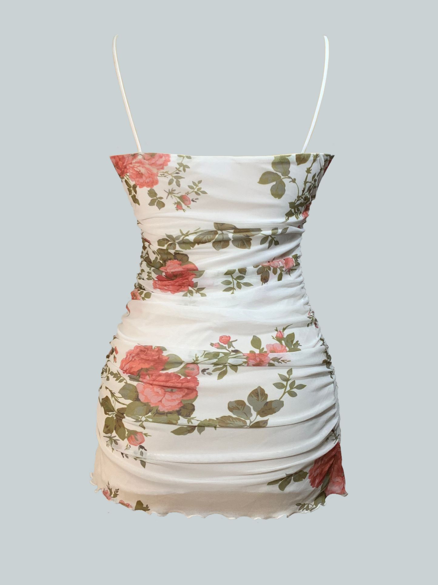 Vestido mini floral blanco de primavera Olivia