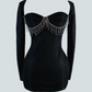 Vestido de fiesta negro con diamantes en escote Becca