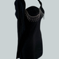 Vestido de fiesta negro con diamantes en escote Becca