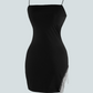 Vestido corto de fiesta negro con diamantes lateral Agatha
