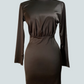 Vestido negro manga larga con moño Adela