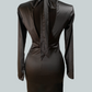 Vestido negro manga larga con moño Adela