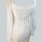 Vestido elegante midi blanco con mangas Blair